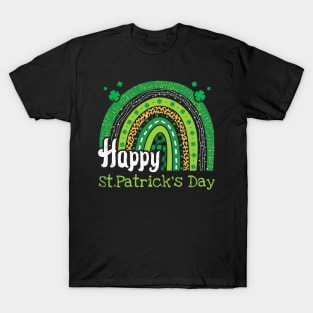 Happy St. Patrick's Day Lucky Shamrocks Rainbow T-Shirt